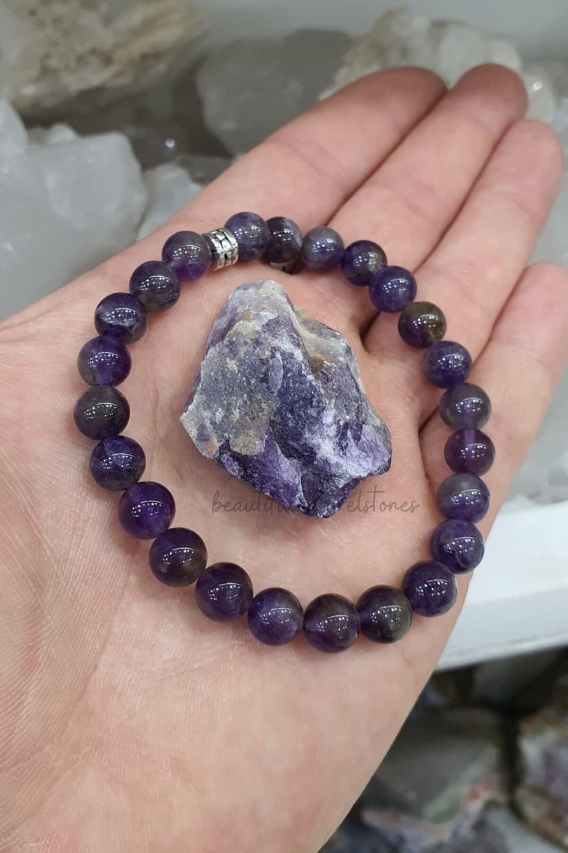 دستبند زنانه beautifulnaturelstones سنگ طبیعی آمتیست 8 mm دستبند زنانه beautifulnaturelstones سنگ طبیعی آمتیست 8 mm