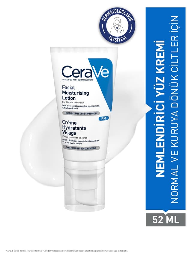 کرم مرطوبکننده صورت مناسب پوست نرمال و خشک CeraVe حاوی هیالورونیک اسید و سرامید 52 ML کرم مرطوبکننده صورت مناسب پوست نرمال و خشک CeraVe حاوی هیالورونیک اسید و سرامید 52 ML