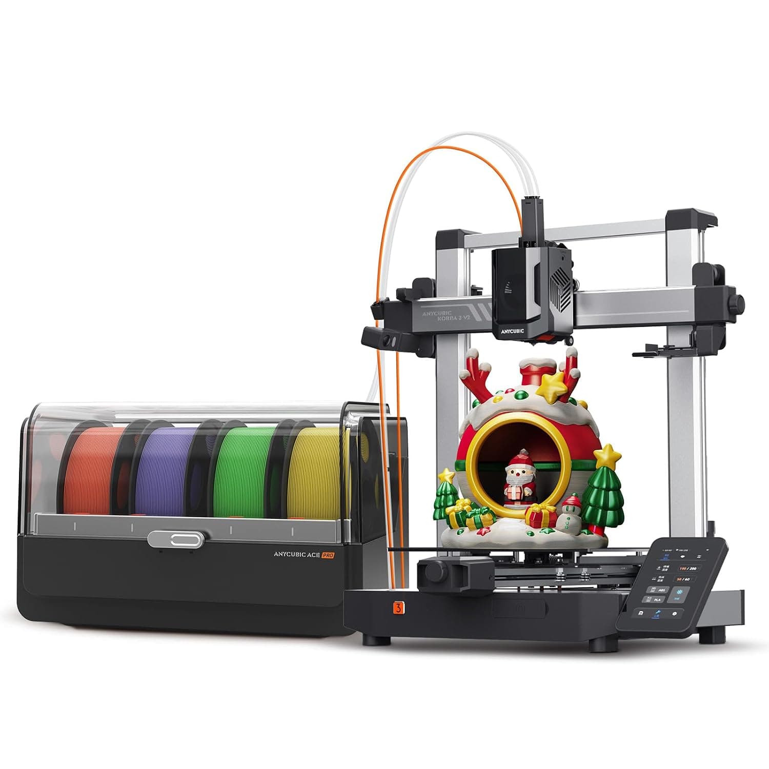پرینتر سهبعدی چندرنگ ANYCUBIC با سرعت 600mm/s، خشککن فعال فیلامنت و تراز خودکار مدل Kobra 3 V2 Combo پرینتر سهبعدی چندرنگ ANYCUBIC با سرعت 600mm/s، خشککن فعال فیلامنت و تراز خودکار مدل Kobra 3 V2 Combo