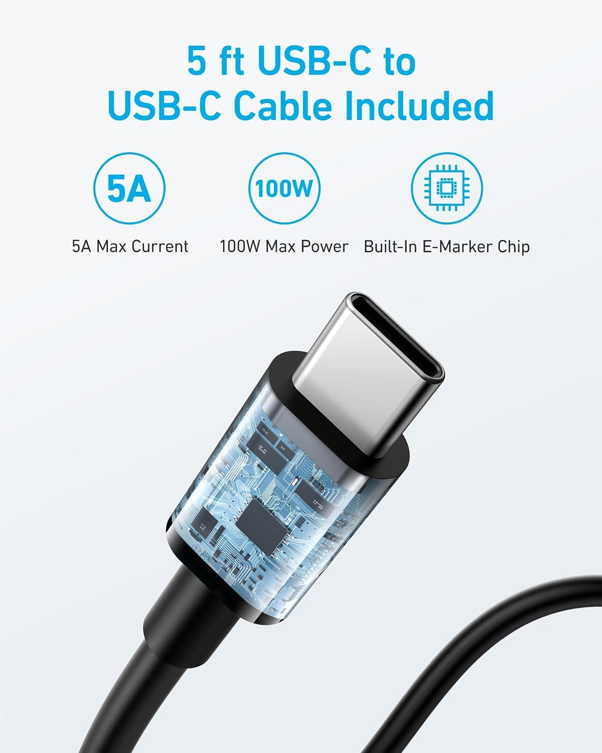 شارژر Anker فشرده 100W با کابل USB C 1.5m برای Mac Book Pro شارژر Anker فشرده 100W با کابل USB C 1.5m برای Mac Book Pro