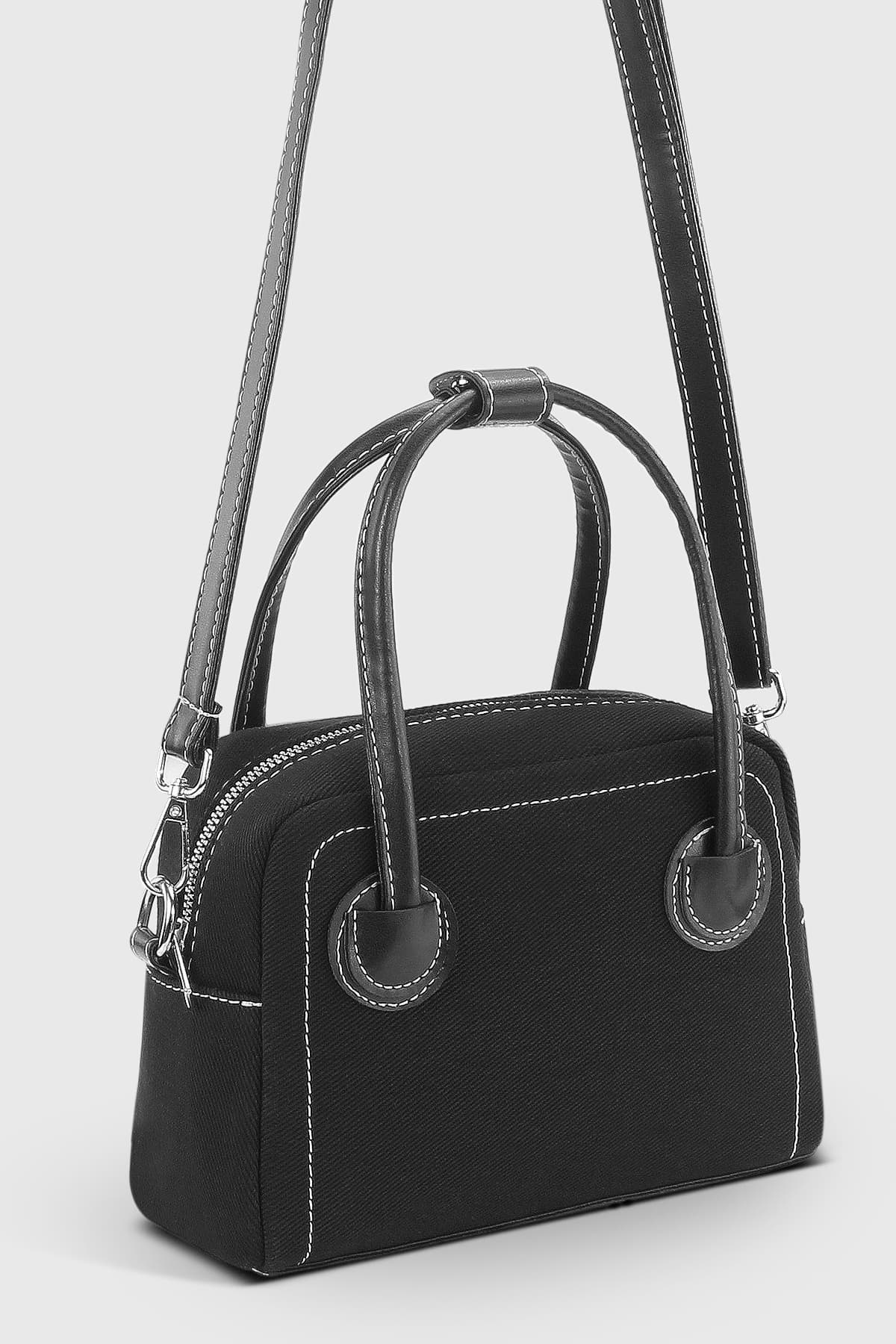 کیف دستی و دوشی زنانه Housebags مینی کانواس سیاه زیپدار بند قابل تنظیم کیف دستی و دوشی زنانه Housebags مینی کانواس سیاه زیپدار بند قابل تنظیم