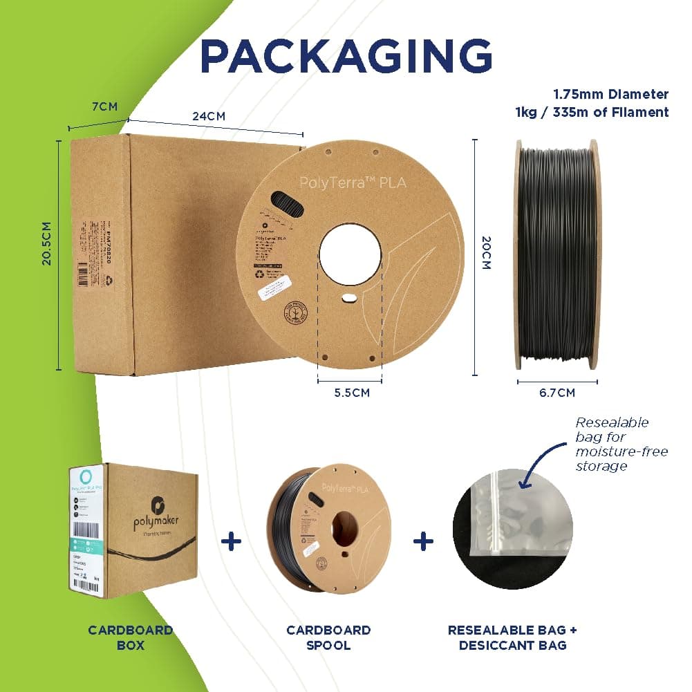 فیلامنت PLA Polymaker PolyTerra کمپلاستیک 1.75 میلیمتر 1000 گرم مشکی مات مدل 70820 فیلامنت PLA Polymaker PolyTerra کمپلاستیک 1.75 میلیمتر 1000 گرم مشکی مات مدل 70820