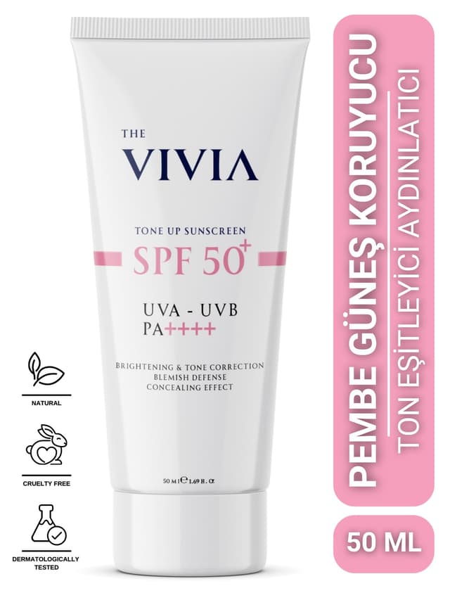 کرم ضدآفتاب رنگی صورتی The Vivia روشنکننده و یکنواختکننده پوست SPF50+ ضدلک 50 ml کرم ضدآفتاب رنگی صورتی The Vivia روشنکننده و یکنواختکننده پوست SPF50+ ضدلک 50 ml