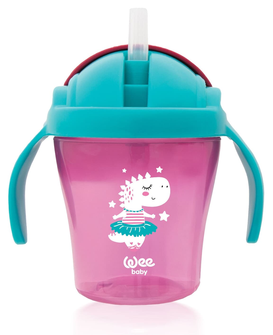 قمقمه نوزاد Wee Baby Dino نیدار دستهدار ضدنشت 200 Ml صورتی قمقمه نوزاد Wee Baby Dino نیدار دستهدار ضدنشت 200 Ml صورتی