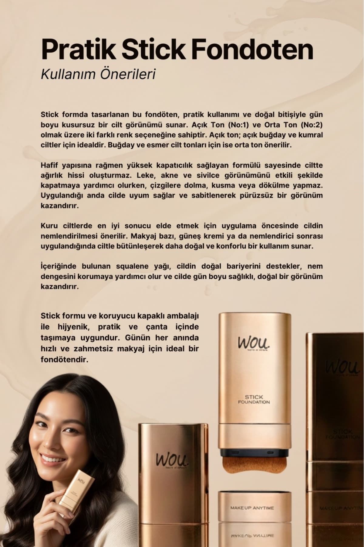 فوندیشن استیک WOU World of Unique کانسیلر برسدار 2 in 1 20gr تن روشن فوندیشن استیک WOU World of Unique کانسیلر برسدار 2 in 1 20gr تن روشن