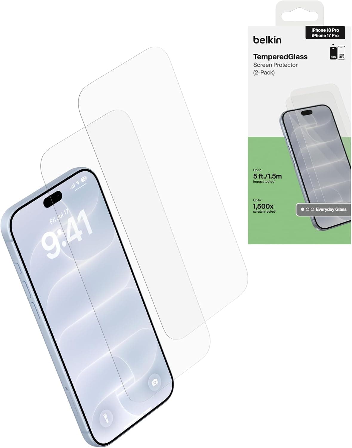 محافظ صفحه نمایش Belkin TemperedGlass برای iPhone 18 Pro/17 Pro بسته 2 تایی محافظ صفحه نمایش Belkin TemperedGlass برای iPhone 18 Pro/17 Pro بسته 2 تایی
