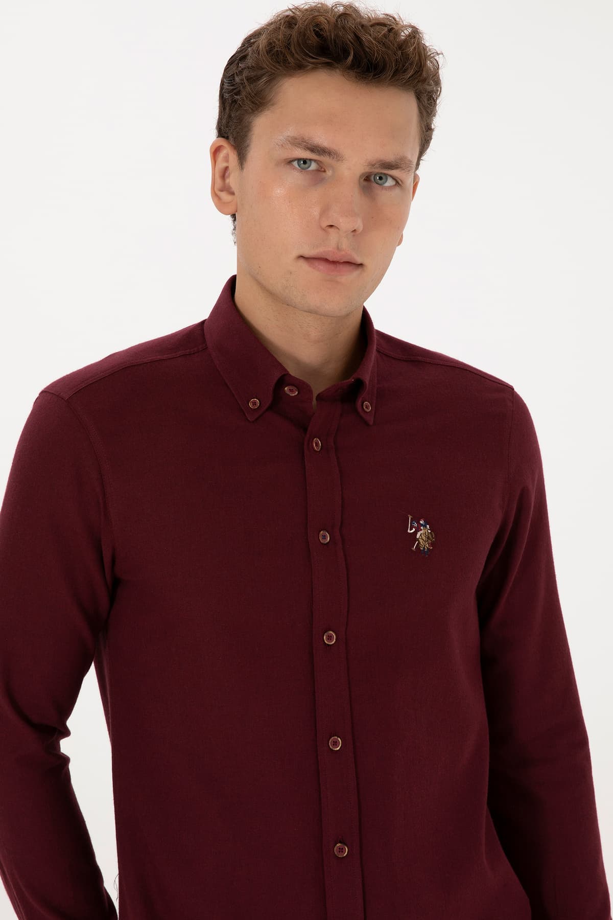 پیراهن مردانه آستینبلند ساده U.S. Polo Assn. زرشکی مدل 50307686-VR014 پیراهن مردانه آستینبلند ساده U.S. Polo Assn. زرشکی مدل 50307686-VR014