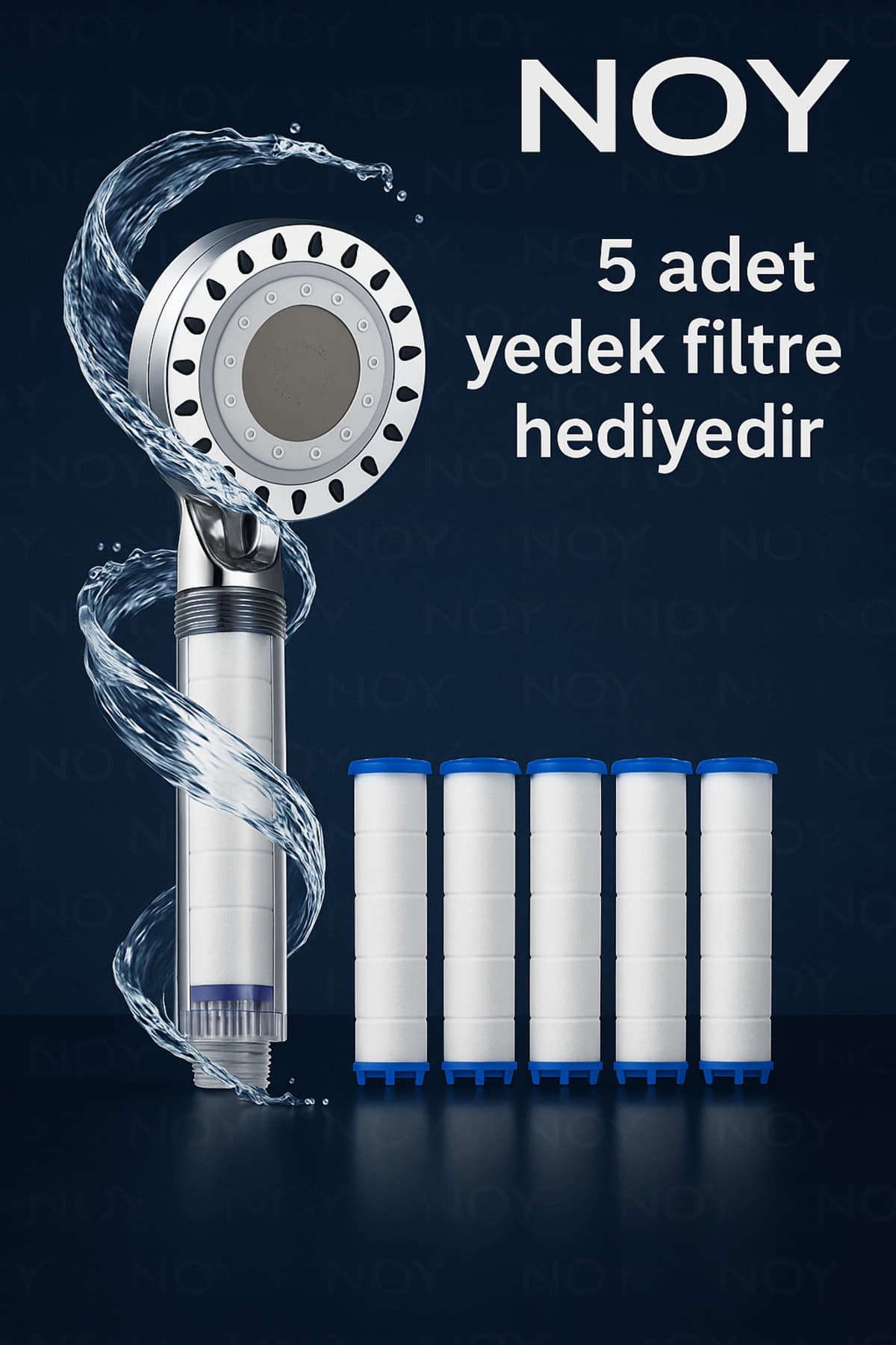 سردوش فیلتردار NOY با 5 فیلتر یدکی تصفیهکننده آب ضدکلر و ضدرسوب فشار بالا سردوش فیلتردار NOY با 5 فیلتر یدکی تصفیهکننده آب ضدکلر و ضدرسوب فشار بالا
