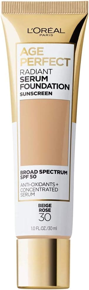 کرم پودر سرمدار L'Oréal Paris مدل Age Perfect Radiant با SPF 50 رنگ بژ رزی 1 fl. oz کرم پودر سرمدار L'Oréal Paris مدل Age Perfect Radiant با SPF 50 رنگ بژ رزی 1 fl. oz