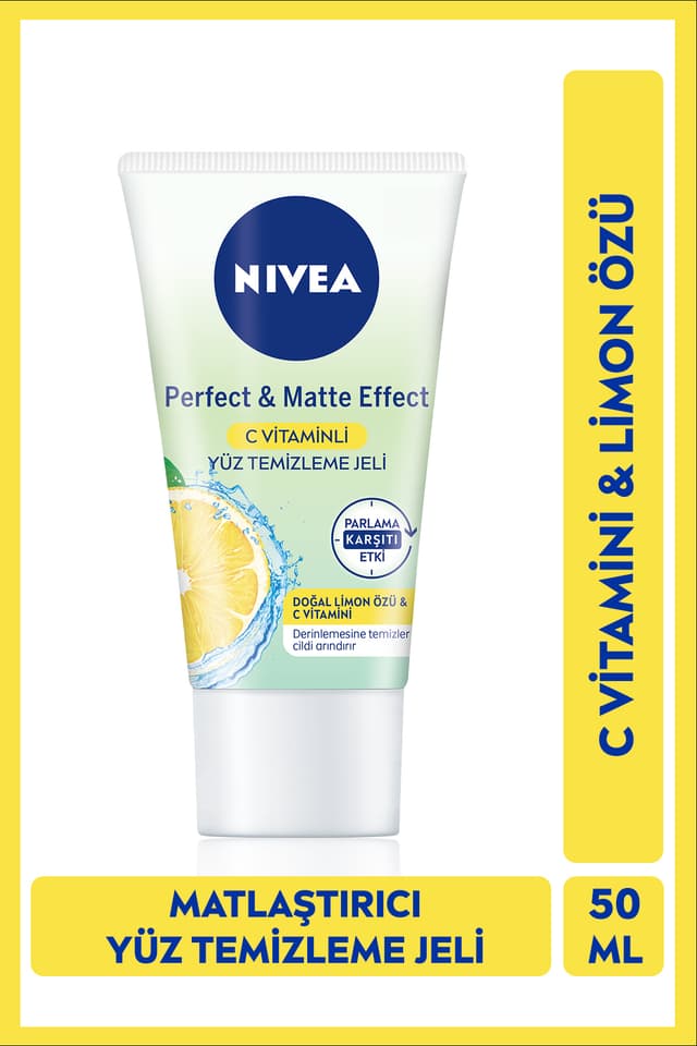 ژل شستشوی صورت NIVEA Perfect&Matte ویتامین C ضد براقی پوست چرب 50ml ژل شستشوی صورت NIVEA Perfect&Matte ویتامین C ضد براقی پوست چرب 50ml