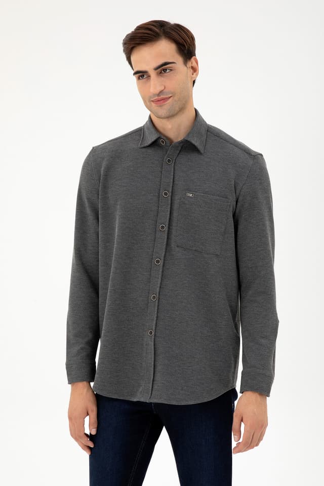 پیراهن بافت مردانه U.S. Polo Assn. طوسی روشن فیت راحت جیبدار مدل 50306264-VR001 پیراهن بافت مردانه U.S. Polo Assn. طوسی روشن فیت راحت جیبدار مدل 50306264-VR001
