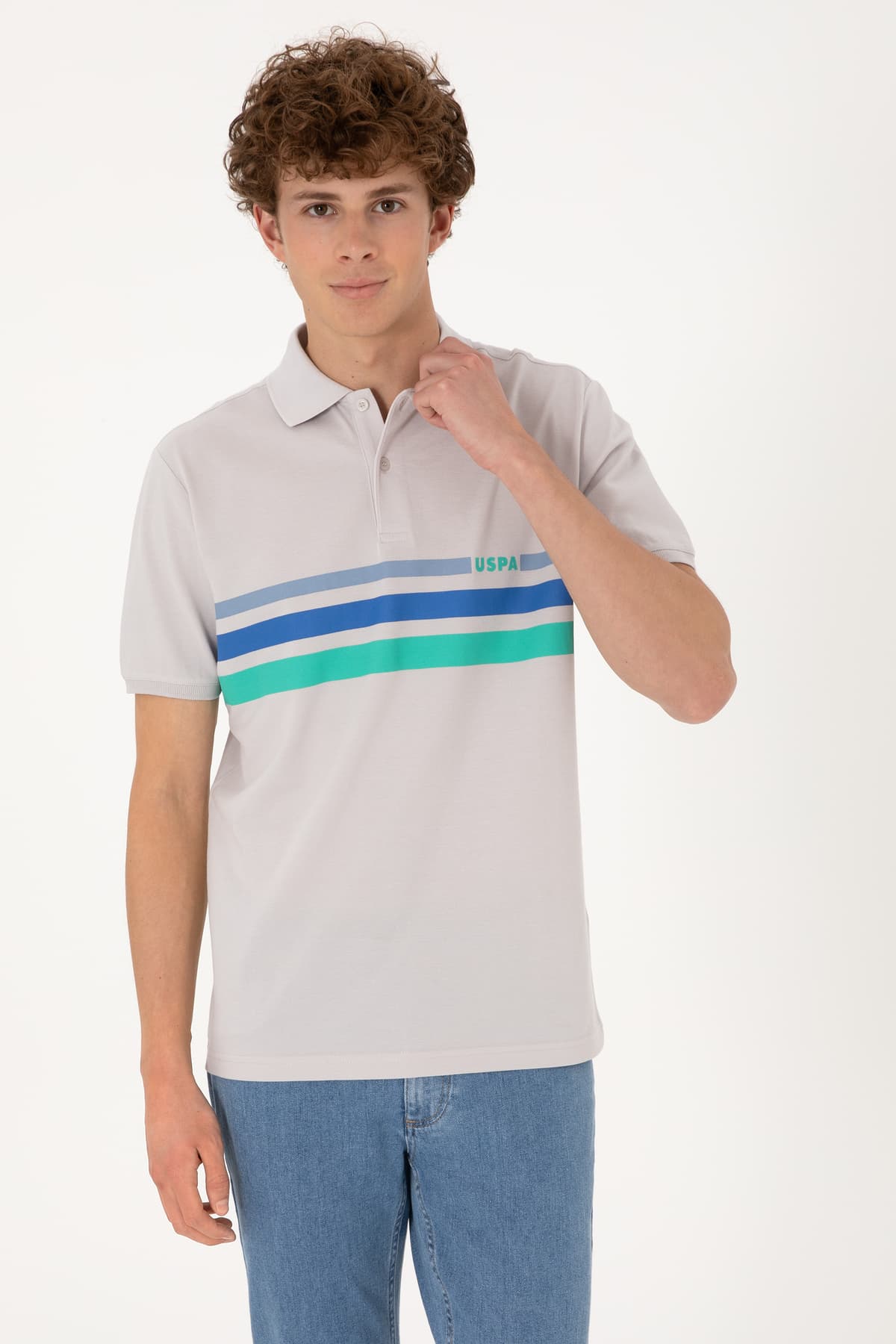 تیشرت مردانه U.S. Polo Assn. فیت معمولی یقه پولو خاکستری روشن مدل 50306811-VR001 تیشرت مردانه U.S. Polo Assn. فیت معمولی یقه پولو خاکستری روشن مدل 50306811-VR001