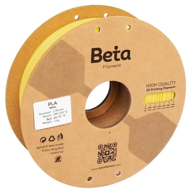 فیلامنت Beta Filament PLA-Matte زرد فیلامنت Beta Filament PLA-Matte زرد