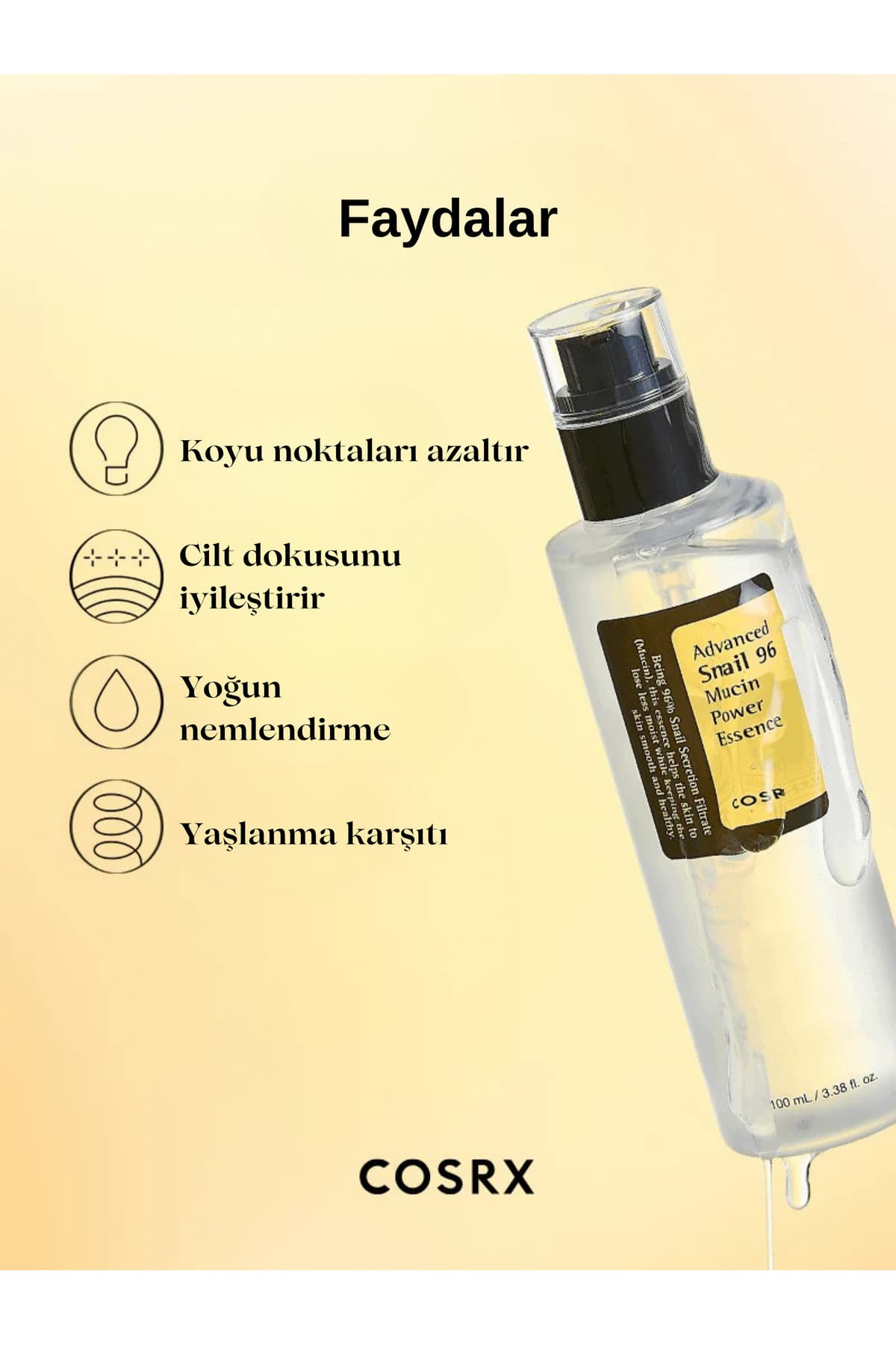 اسانس آبرسان و مغذی صورت Cosrx مدل Advanced Snail 96 Mucin Power 100ml اسانس آبرسان و مغذی صورت Cosrx مدل Advanced Snail 96 Mucin Power 100ml