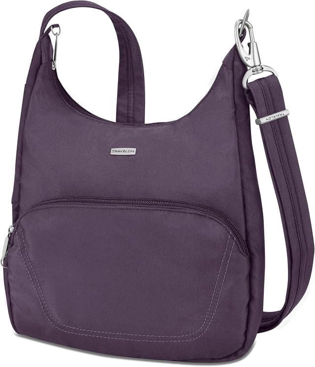 کیف رودوشی Travelon Classic Essential ضدسرقت بنفش 9.75 × 10 × 2.5 کیف رودوشی Travelon Classic Essential ضدسرقت بنفش 9.75 × 10 × 2.5