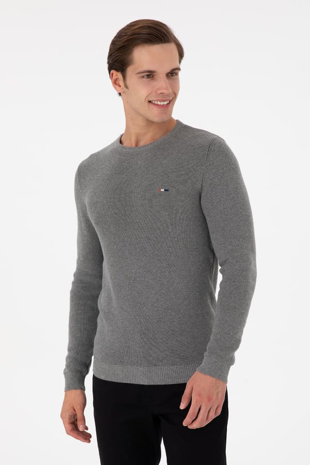 پلیور مردانه U.S. Polo Assn. یقه گرد Slim Fit طوسی ملانژ مدل 50298282-VR086 پلیور مردانه U.S. Polo Assn. یقه گرد Slim Fit طوسی ملانژ مدل 50298282-VR086