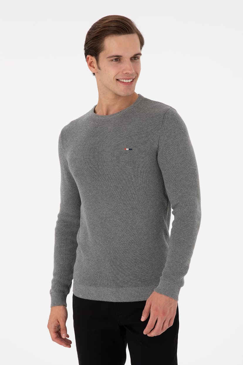 پلیور مردانه U.S. Polo Assn. یقه گرد Slim Fit طوسی ملانژ مدل 50298282-VR086 پلیور مردانه U.S. Polo Assn. یقه گرد Slim Fit طوسی ملانژ مدل 50298282-VR086