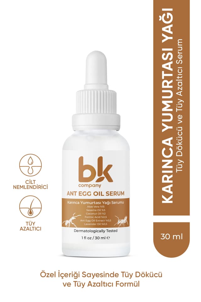 سرم زنانه BK COMPANY روغن تخم مورچه طبیعی کاهش دهنده مو 30ml سرم زنانه BK COMPANY روغن تخم مورچه طبیعی کاهش دهنده مو 30ml