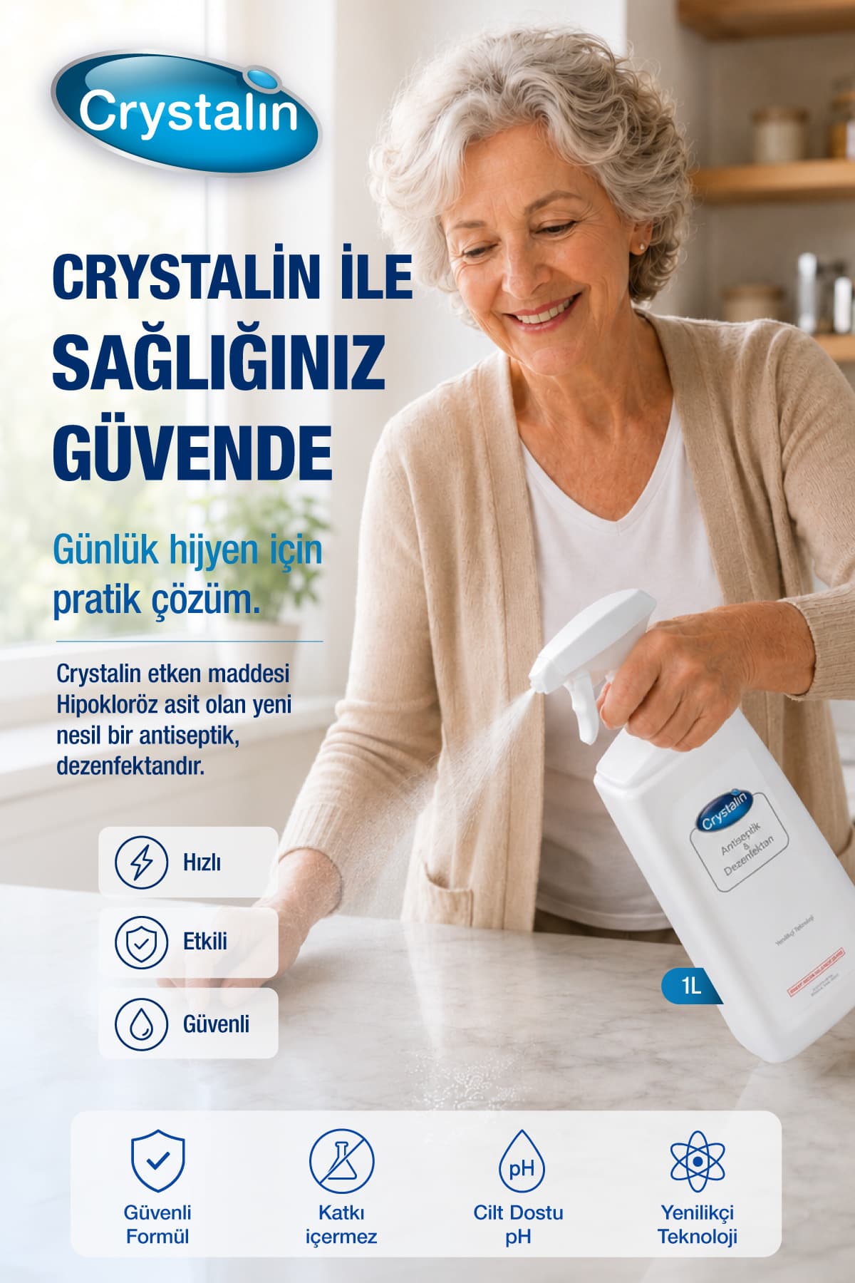 ضدعفونیکننده و گندزدا Crystalin 1 L ضدعفونیکننده و گندزدا Crystalin 1 L