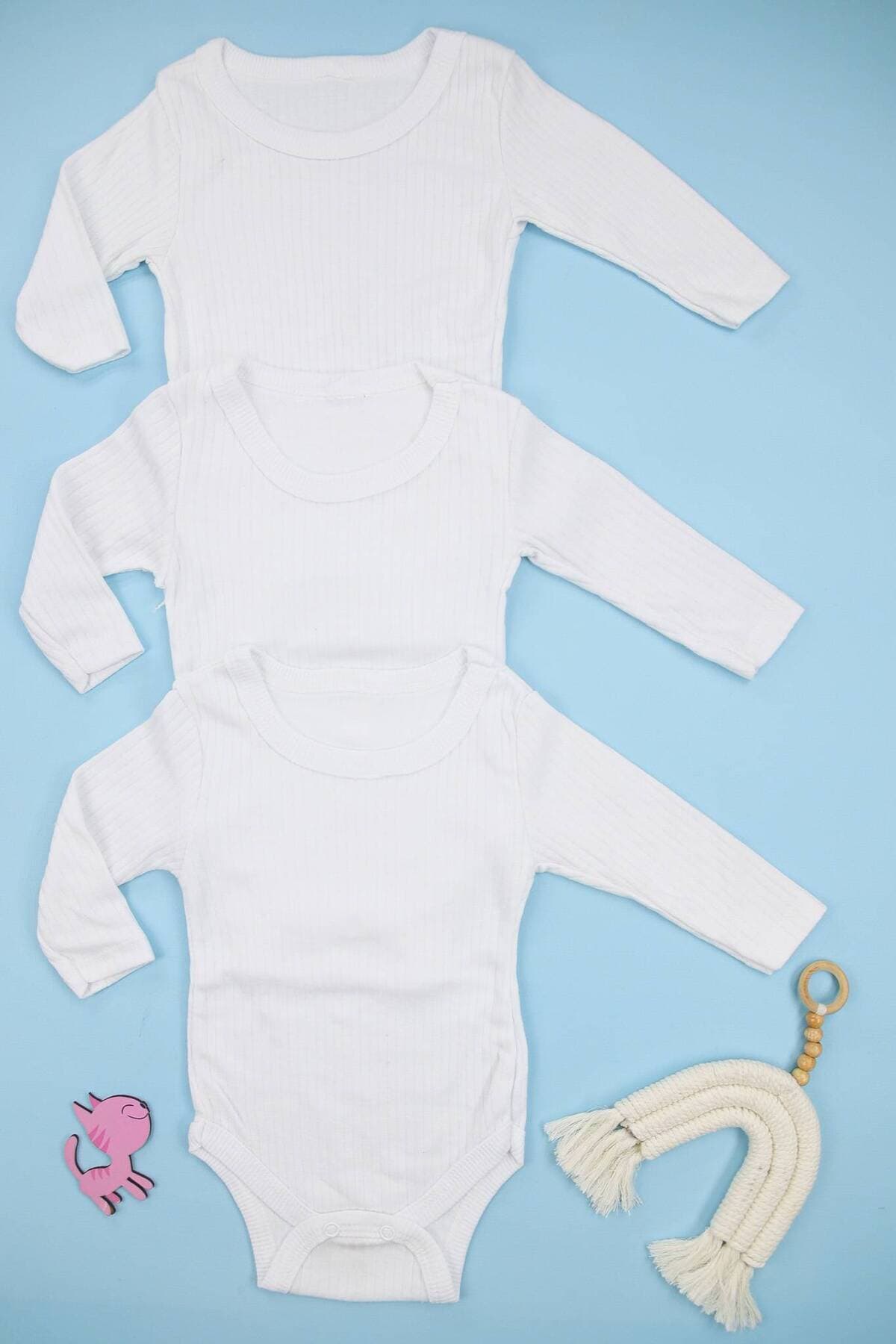 بادی نوزادی Lindakids فیتیلی پنبه 100% آستین بلند دکمهفشاری 3 عددی سفید بادی نوزادی Lindakids فیتیلی پنبه 100% آستین بلند دکمهفشاری 3 عددی سفید