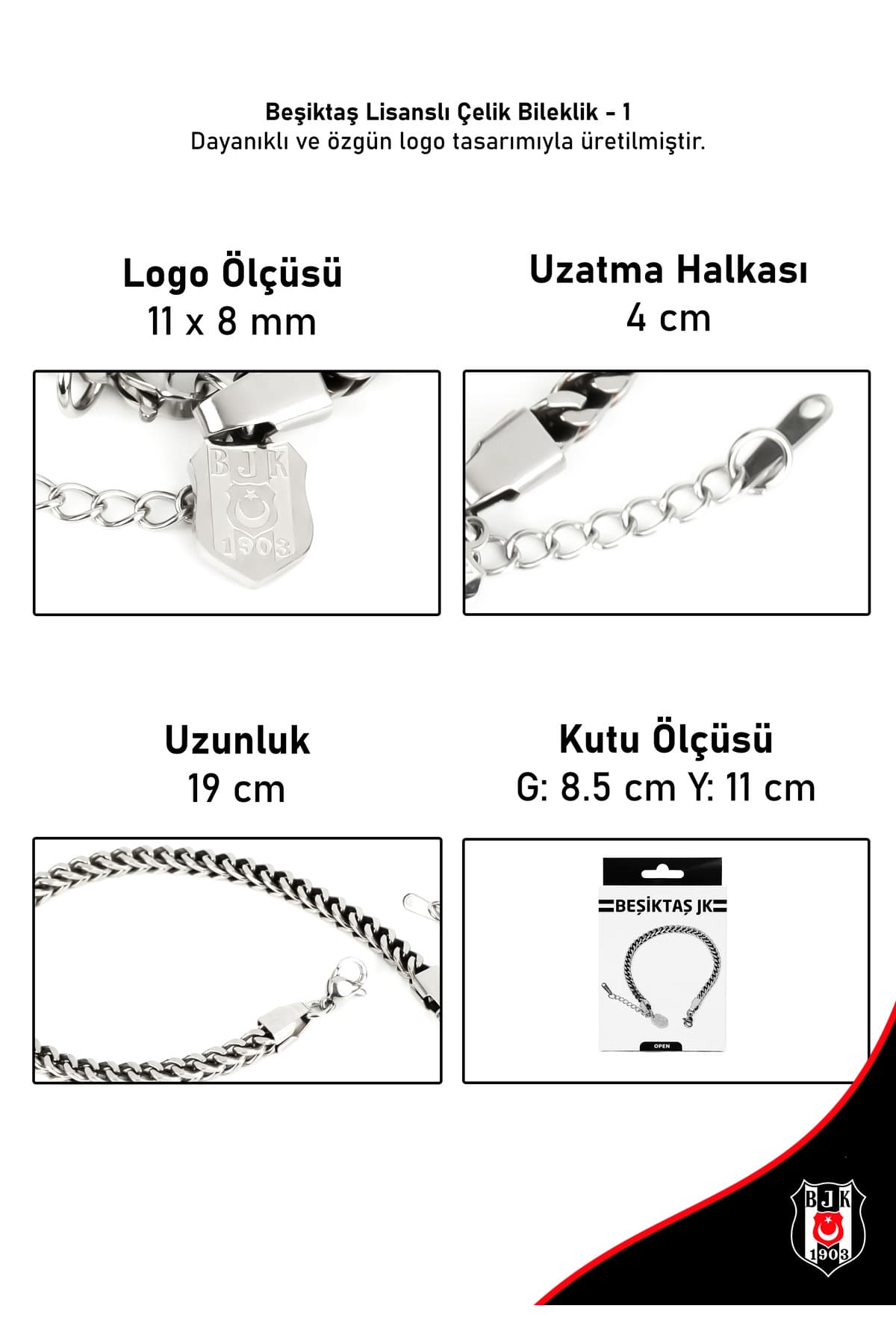 دستبند استیل Beşiktaş مدل 1 دستبند استیل Beşiktaş مدل 1