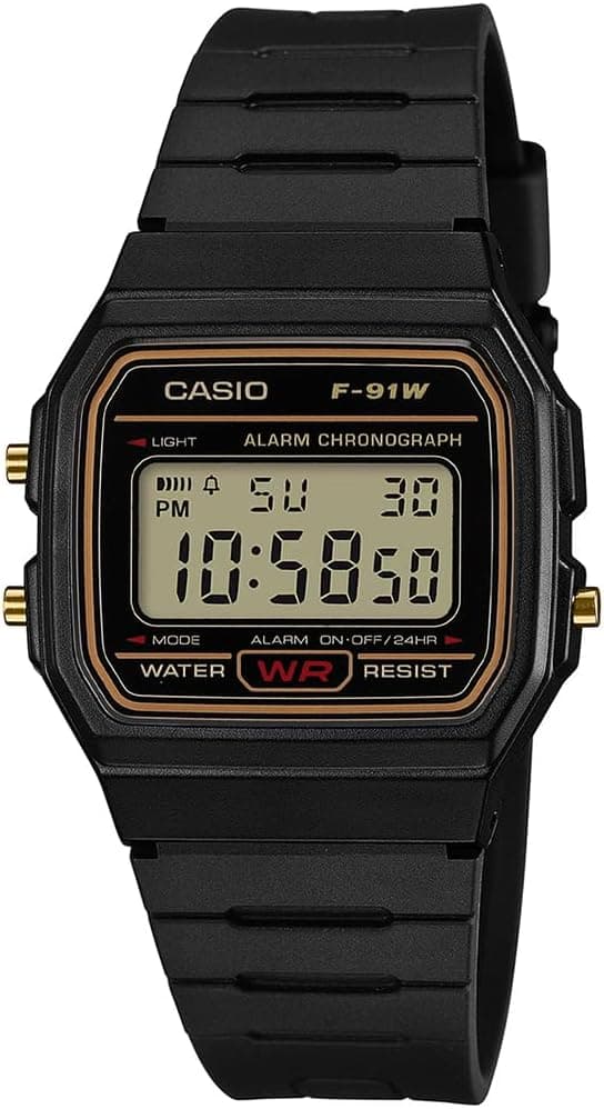 ساعت دیجیتال مردانه Casio با بند رزینی مشکی مدل F91WG-9QDF ساعت دیجیتال مردانه Casio با بند رزینی مشکی مدل F91WG-9QDF
