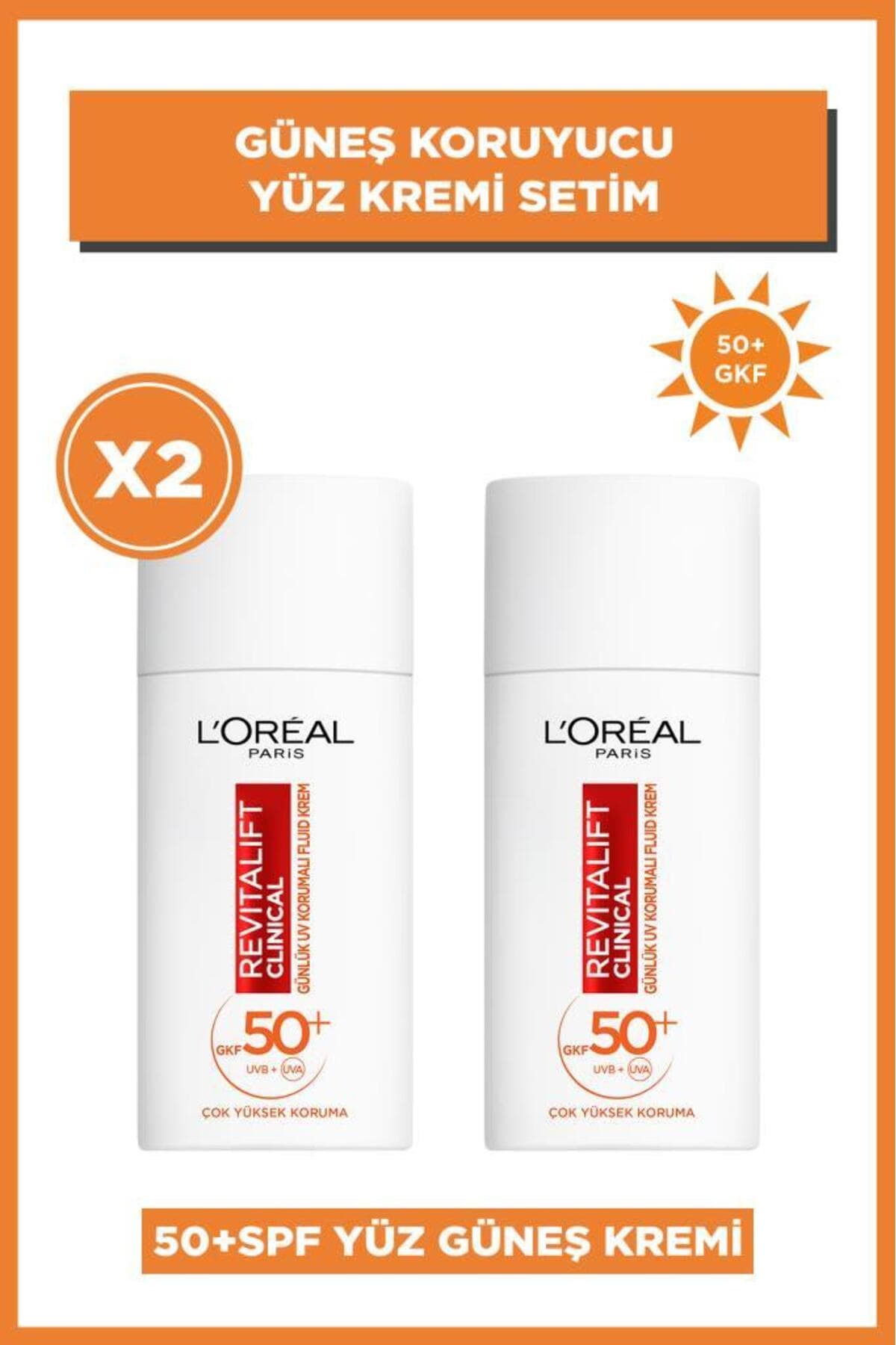 ست ۲ عددی کرم ضد آفتاب صورت L'Oreal Paris Revitalift Clinical 50+ SPF ست ۲ عددی کرم ضد آفتاب صورت L'Oreal Paris Revitalift Clinical 50+ SPF