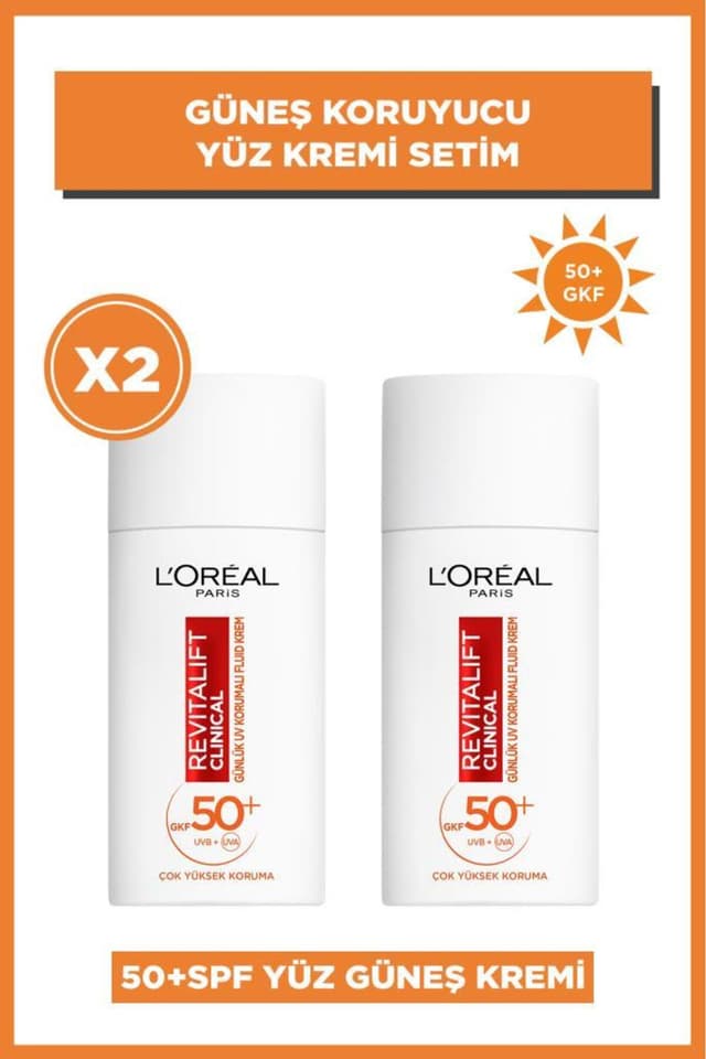 ست ۲ عددی کرم ضد آفتاب صورت L'Oreal Paris Revitalift Clinical 50+ SPF ست ۲ عددی کرم ضد آفتاب صورت L'Oreal Paris Revitalift Clinical 50+ SPF