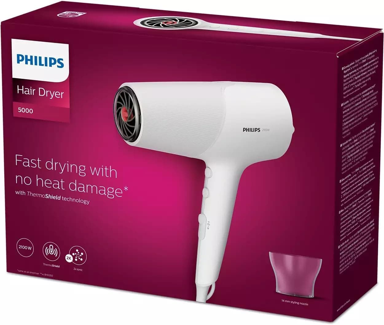 سشوار Philips سری 5000 با فناوری ThermoShield ۲۱۰۰ وات مدل BHD500/00 سشوار Philips سری 5000 با فناوری ThermoShield ۲۱۰۰ وات مدل BHD500/00