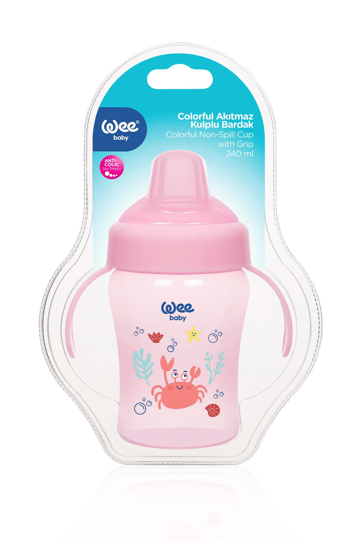 لیوان کودک Wee Baby دستهدار ضدچکه ضدنفخ 240 Ml صورتی 6+ ماه لیوان کودک Wee Baby دستهدار ضدچکه ضدنفخ 240 Ml صورتی 6+ ماه