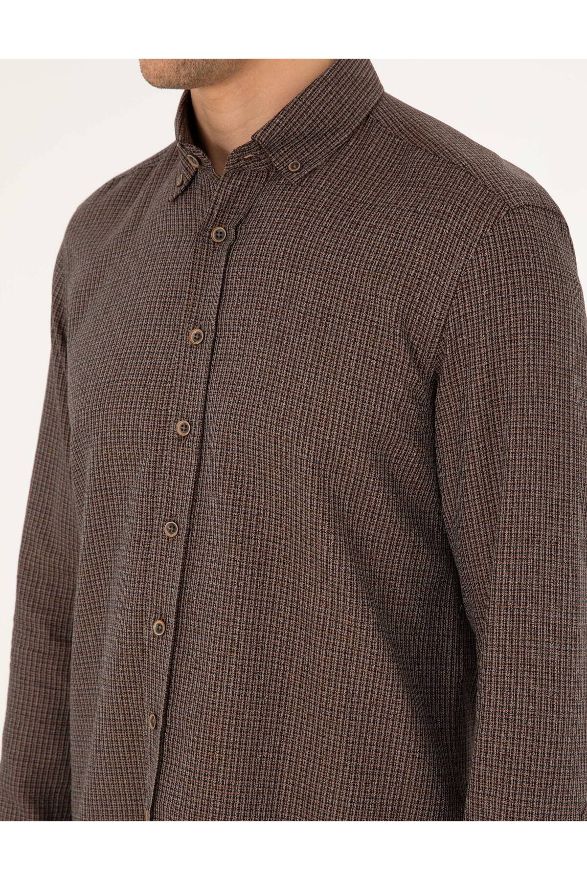 پیراهن مردانه Pierre Cardin قهوهای اسلیم فیت آستین بلند مدل 50292248-VR029 پیراهن مردانه Pierre Cardin قهوهای اسلیم فیت آستین بلند مدل 50292248-VR029