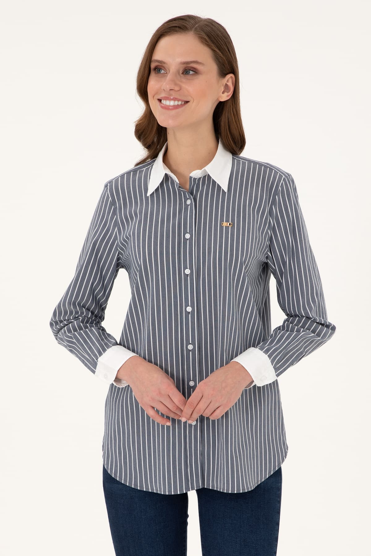 پیراهن تونیک زنانه U.S. Polo Assn. آستین بلند راهراه سرمهای مدل 50297107-VR033 پیراهن تونیک زنانه U.S. Polo Assn. آستین بلند راهراه سرمهای مدل 50297107-VR033