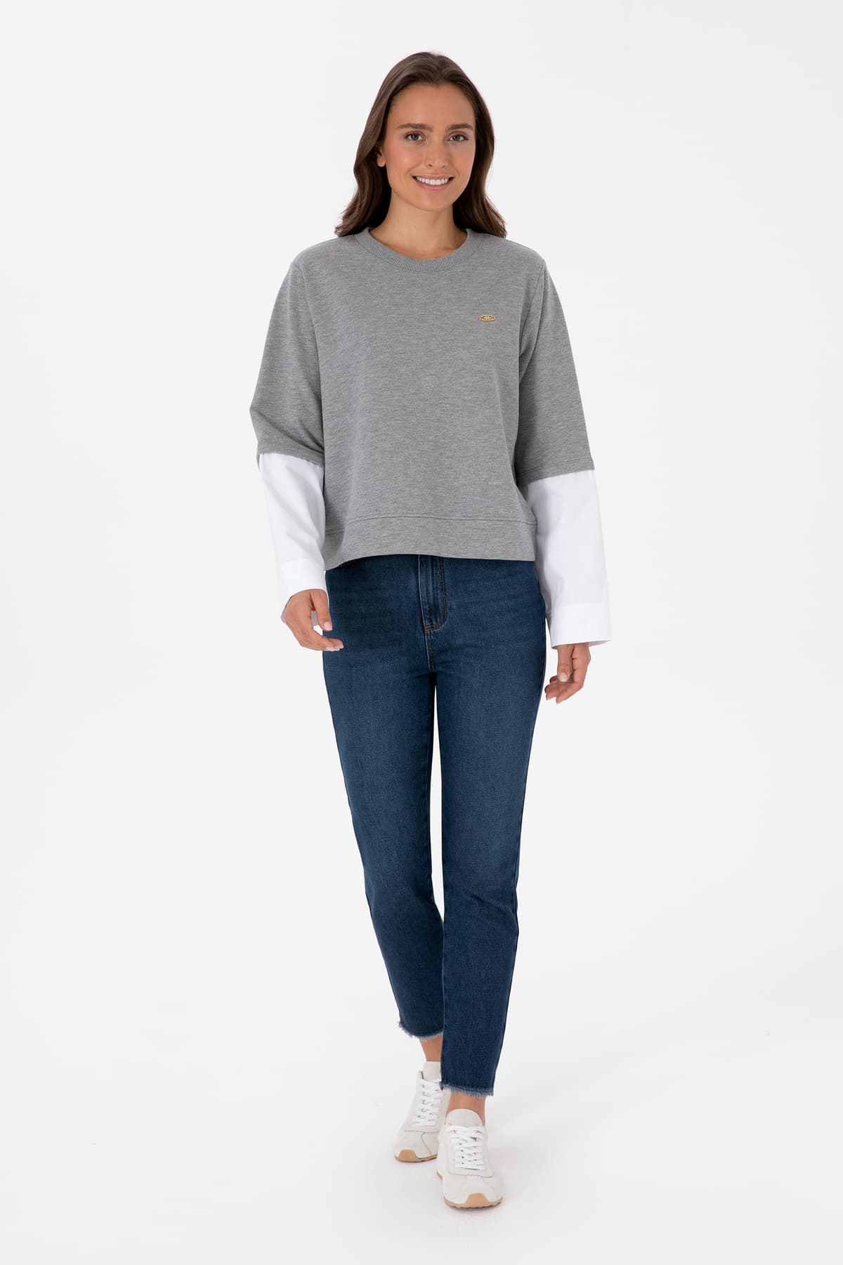 سوئیشرت زنانه U.S. Polo Assn. خاکستری ملانژ یقه گرد مدل 50315303-VR086 سوئیشرت زنانه U.S. Polo Assn. خاکستری ملانژ یقه گرد مدل 50315303-VR086