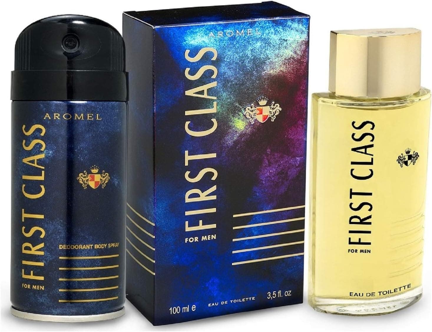 ست ادوتویلت و دئودورانت مردانه First Class، 100 ml و 150 ml ست ادوتویلت و دئودورانت مردانه First Class، 100 ml و 150 ml