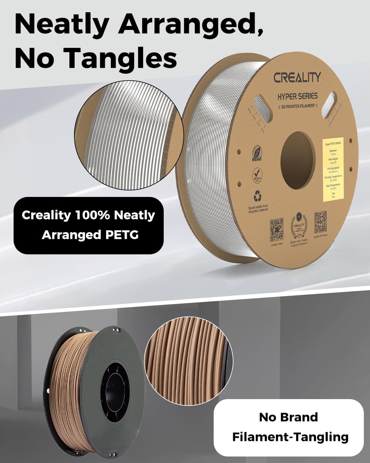 فیلامنت پرینتر سه بعدی Creality PETG سرعت بالا مدل Hyper 1.75 mm 1 kg فیلامنت پرینتر سه بعدی Creality PETG سرعت بالا مدل Hyper 1.75 mm 1 kg