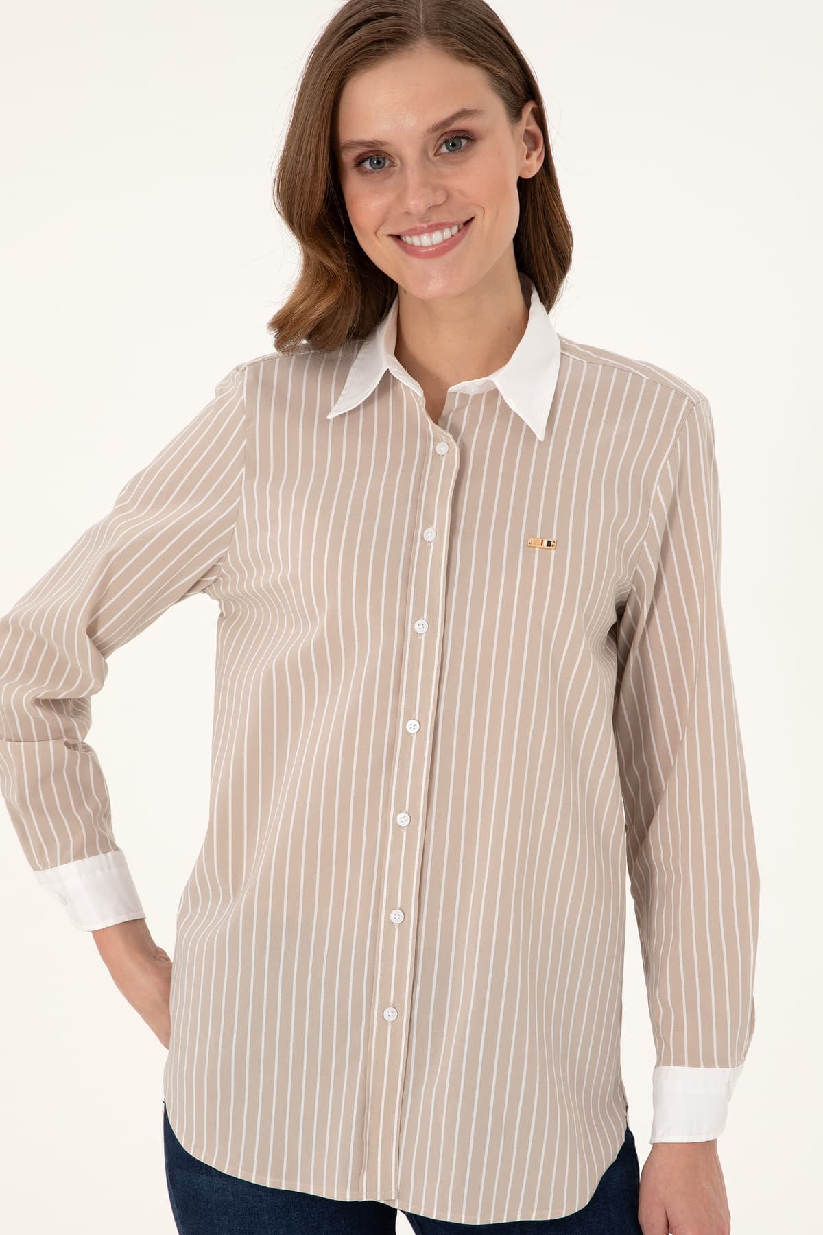 تونیک زنانه U.S. Polo Assn. آستین بلند با راهراه شنی مدل 50297107-VR085 تونیک زنانه U.S. Polo Assn. آستین بلند با راهراه شنی مدل 50297107-VR085