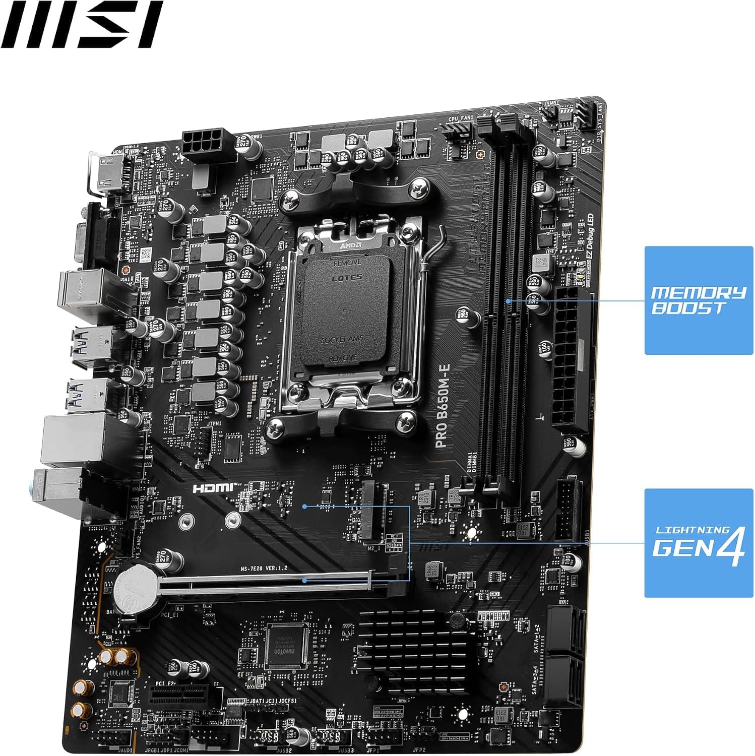 مادربرد MSI MB PRO مدل B650M-E سوکت AM5 DDR5 6800MHZ(OC) mATX مادربرد MSI MB PRO مدل B650M-E سوکت AM5 DDR5 6800MHZ(OC) mATX