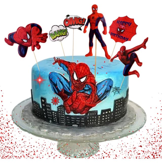 کردان تزئین کاپکیک تم Spiderman تولد ۶ تایی کردان تزئین کاپکیک تم Spiderman تولد ۶ تایی