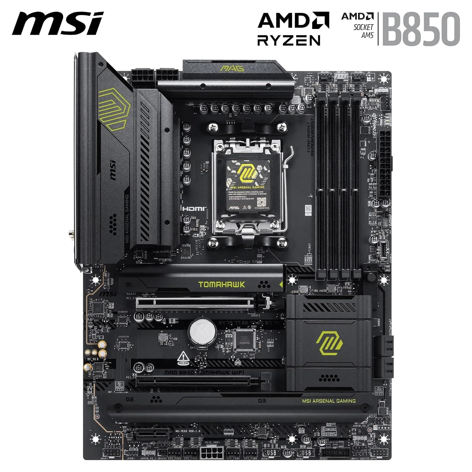 مادربرد MSI مدل MAG B850 TOMAHAWK WIFI AM5 ATX برای Ryzen 9000/8000/7000 مادربرد MSI مدل MAG B850 TOMAHAWK WIFI AM5 ATX برای Ryzen 9000/8000/7000