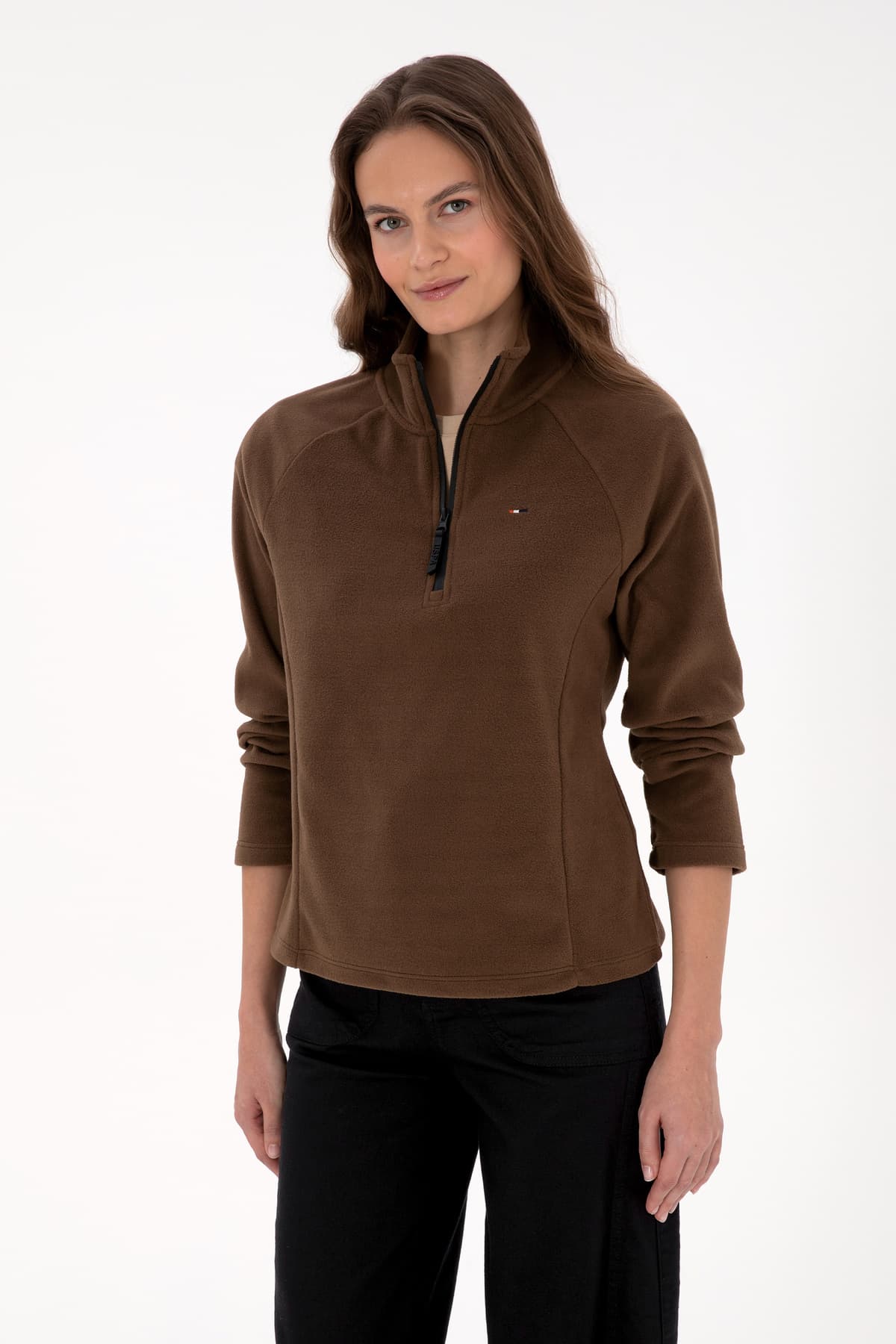 سویشرت پلار زنانه U.S. Polo Assn. قهوهای زیپدار یقه ایستاده مدل 50316714-VR029 سویشرت پلار زنانه U.S. Polo Assn. قهوهای زیپدار یقه ایستاده مدل 50316714-VR029