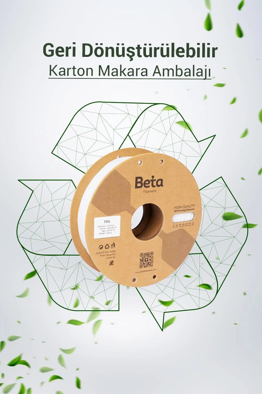 فیلامنت Beta Filament TPU 95A سفید فیلامنت Beta Filament TPU 95A سفید