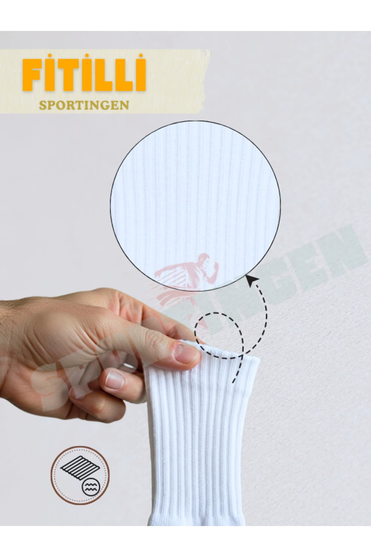 جوراب تنیس یونیسکس Sportingen نخی سفید آجدار ساق کوتاه 6 جفت جوراب تنیس یونیسکس Sportingen نخی سفید آجدار ساق کوتاه 6 جفت