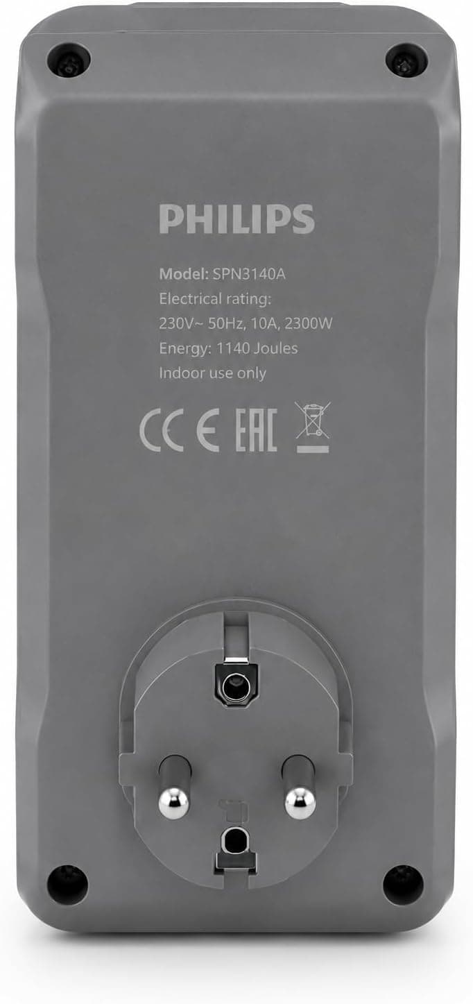 پریز برق محافظدار تکی PHILIPS 1140 Joule خاکستری مدل CHP7010G/10 پریز برق محافظدار تکی PHILIPS 1140 Joule خاکستری مدل CHP7010G/10