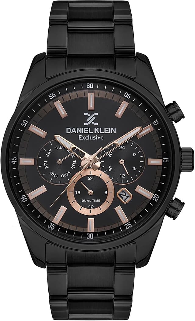 ساعت مچی آنالوگ مردانه Daniel Klein Exclusive مشکی با صفحه ساندری و ایندکس واقعی مدل DK.1.13348-5 ساعت مچی آنالوگ مردانه Daniel Klein Exclusive مشکی با صفحه ساندری و ایندکس واقعی مدل DK.1.13348-5