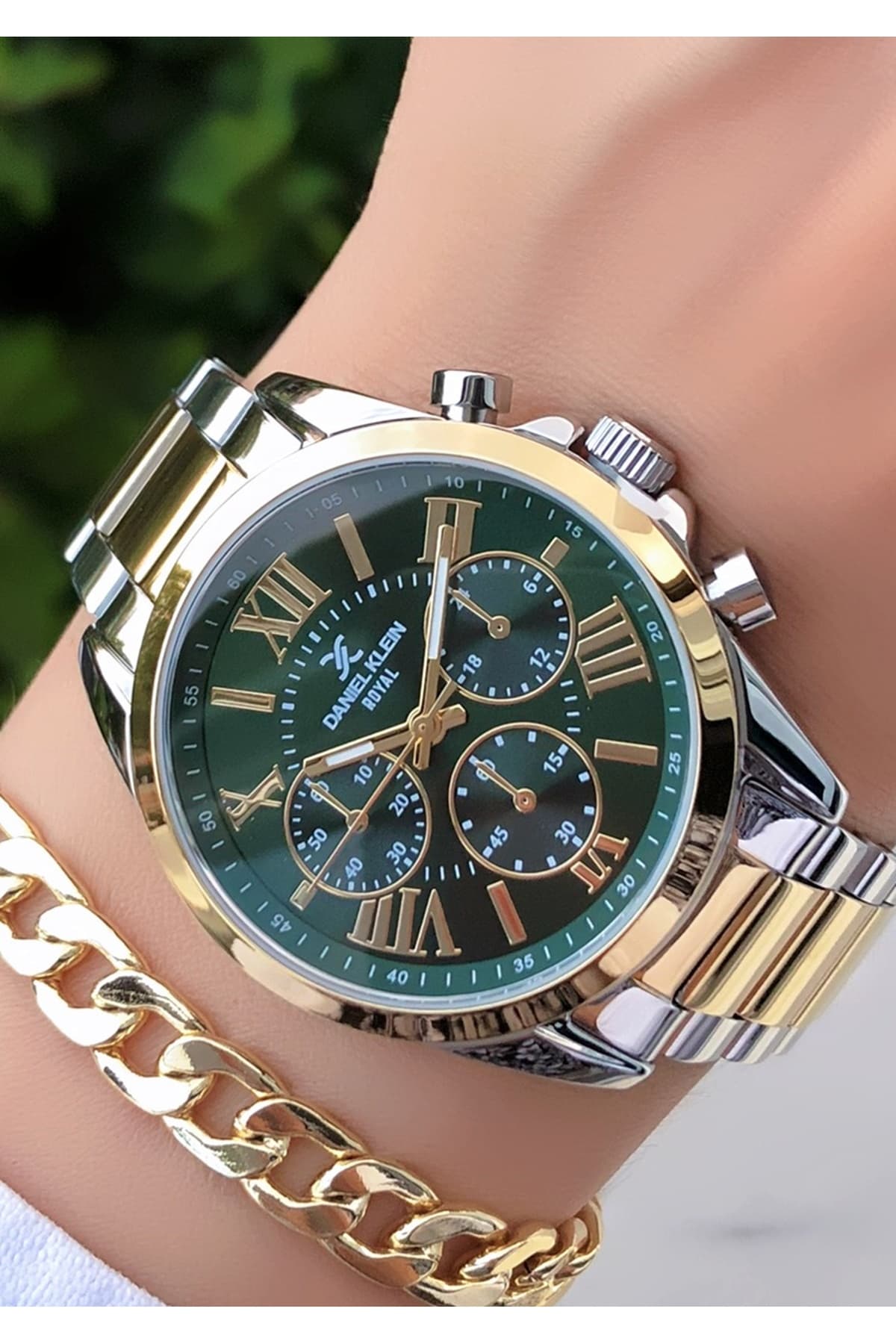 ساعت مچی زنانه Daniel Klein 36mm طلایی نقرهای سبز با دستبند هدیه ساعت مچی زنانه Daniel Klein 36mm طلایی نقرهای سبز با دستبند هدیه