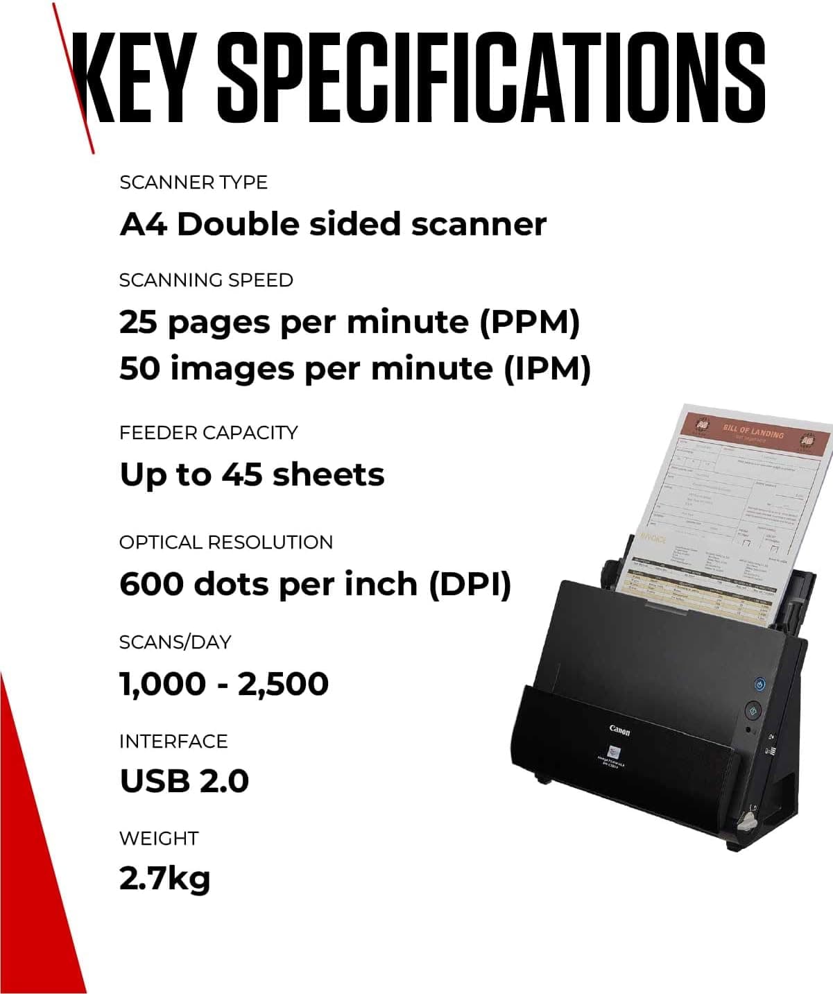 اسکنر اسناد Canon مدل DR-C225 II A4 اسکن به Excel و Word اسکنر اسناد Canon مدل DR-C225 II A4 اسکن به Excel و Word