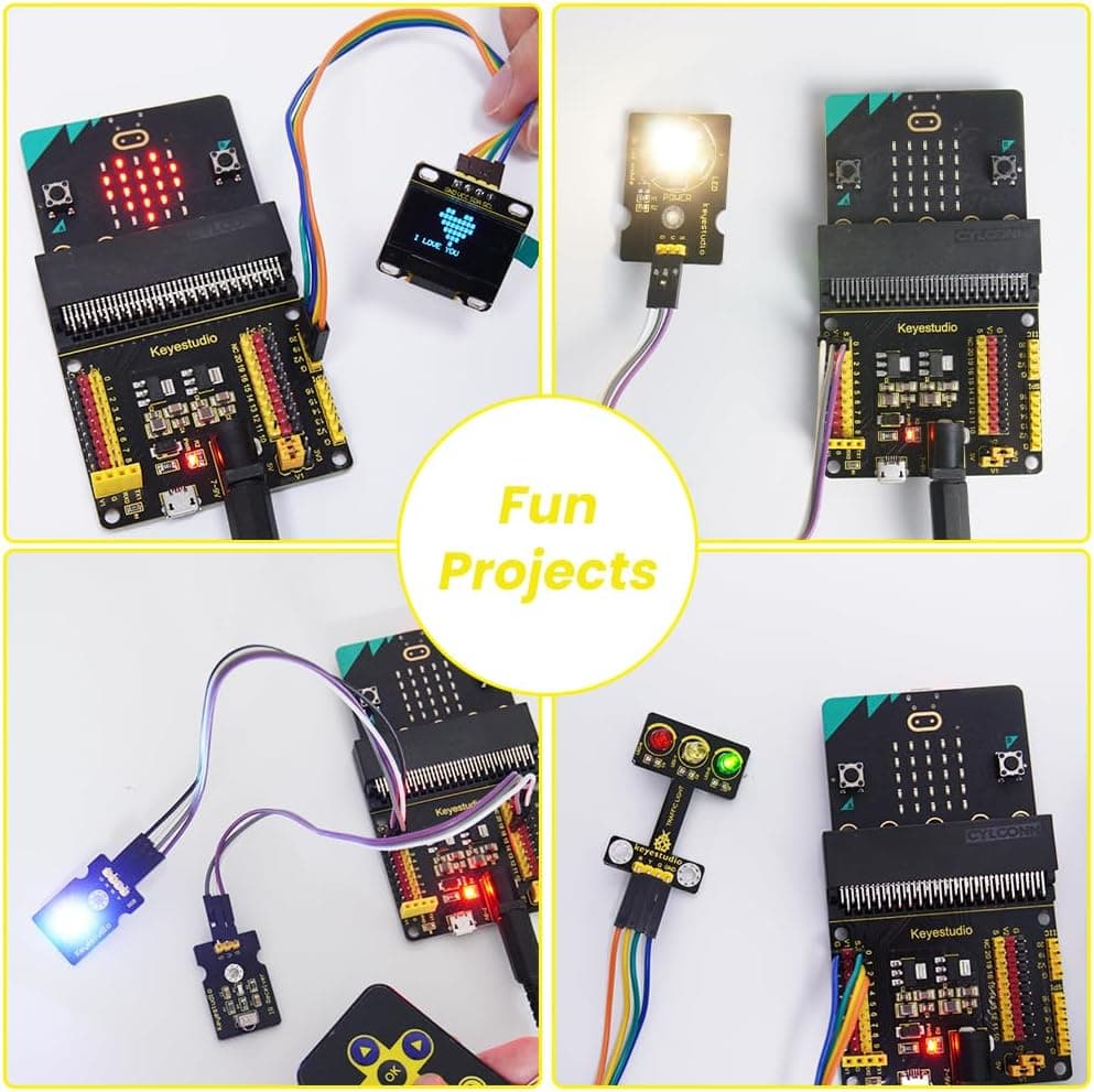 کیت آموزشی 45 سنسوره KEYESTUDIO همراه Micro:bit V2.2، نمایشگرهای i2c LCD و OLED، سنسور آب و رله 5v کیت آموزشی 45 سنسوره KEYESTUDIO همراه Micro:bit V2.2، نمایشگرهای i2c LCD و OLED، سنسور آب و رله 5v