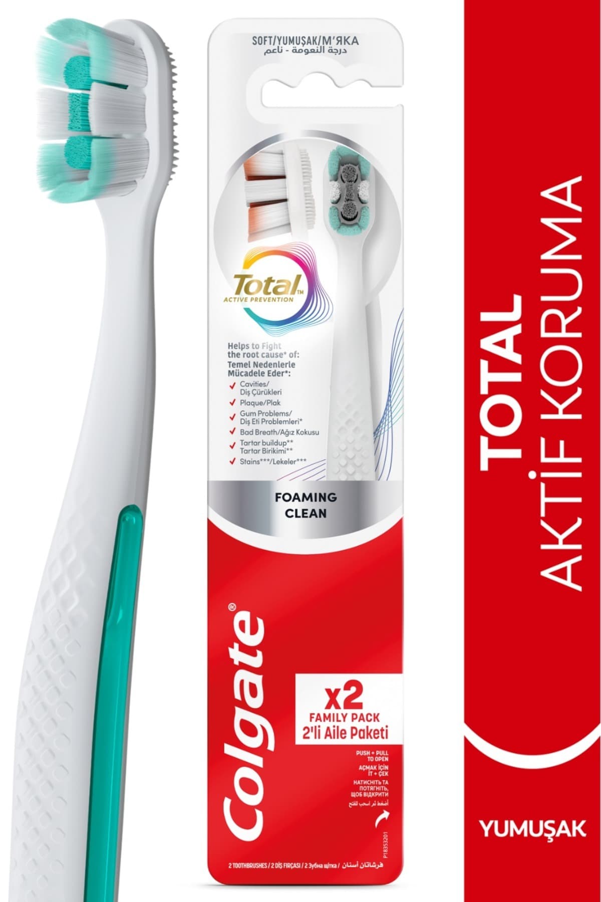 مسواک نرم 1+1 Colgate Total Foaming Clean مسواک نرم 1+1 Colgate Total Foaming Clean