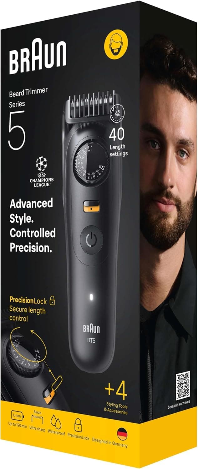 ماشین اصلاح ریش مردانه Braun Series 5 +4 اکسسوری تیغه تیز مدل BT5520 ماشین اصلاح ریش مردانه Braun Series 5 +4 اکسسوری تیغه تیز مدل BT5520