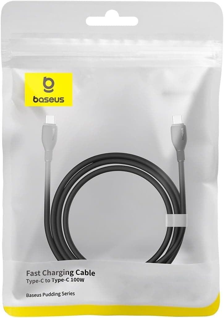 کابل Type-C به Type-C Baseus Pudding با قابلیت شارژ سریع 100W، 1.2 متر، مشکی کابل Type-C به Type-C Baseus Pudding با قابلیت شارژ سریع 100W، 1.2 متر، مشکی